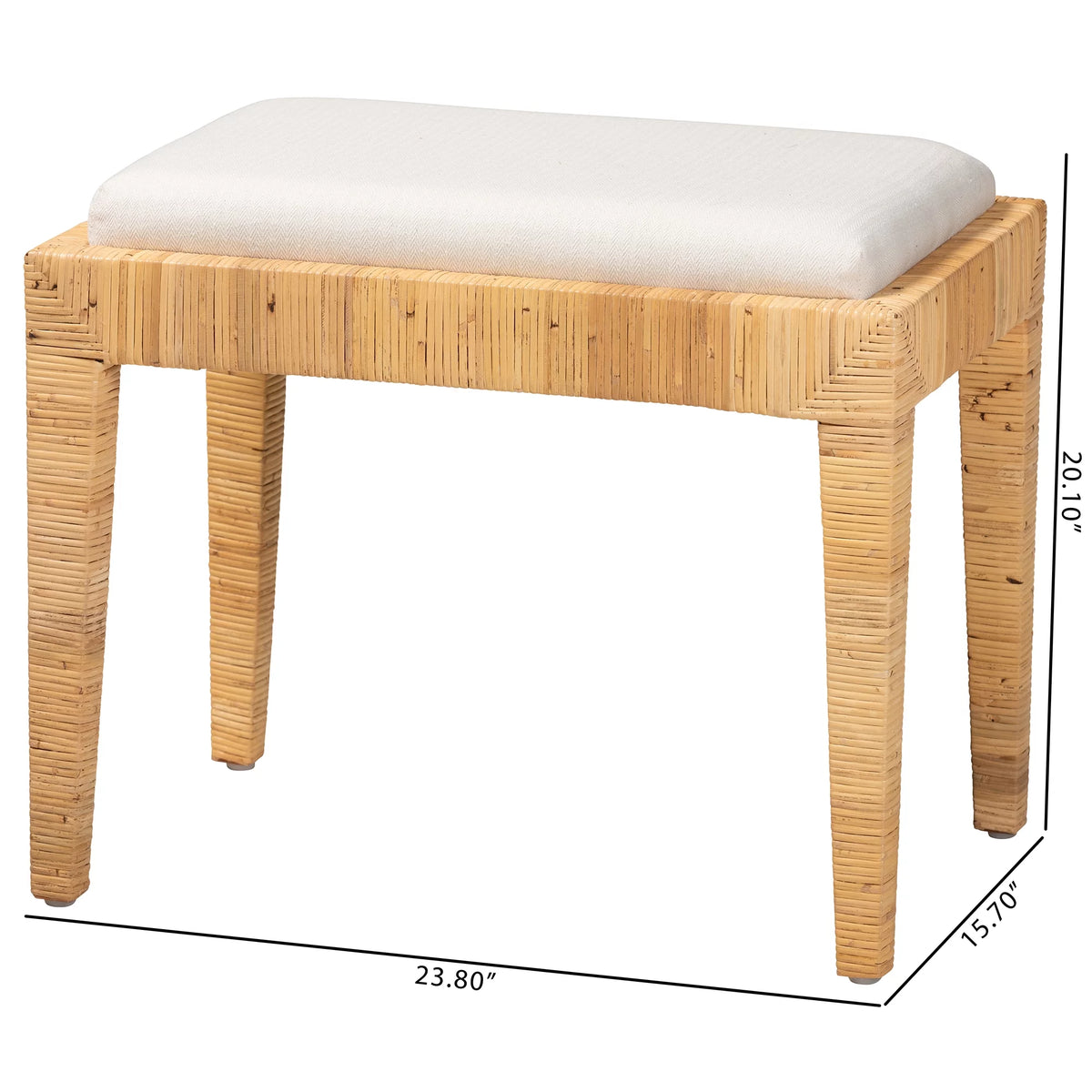 Natural Brown Rattan and Mahogany Wood Ottoman Z2986