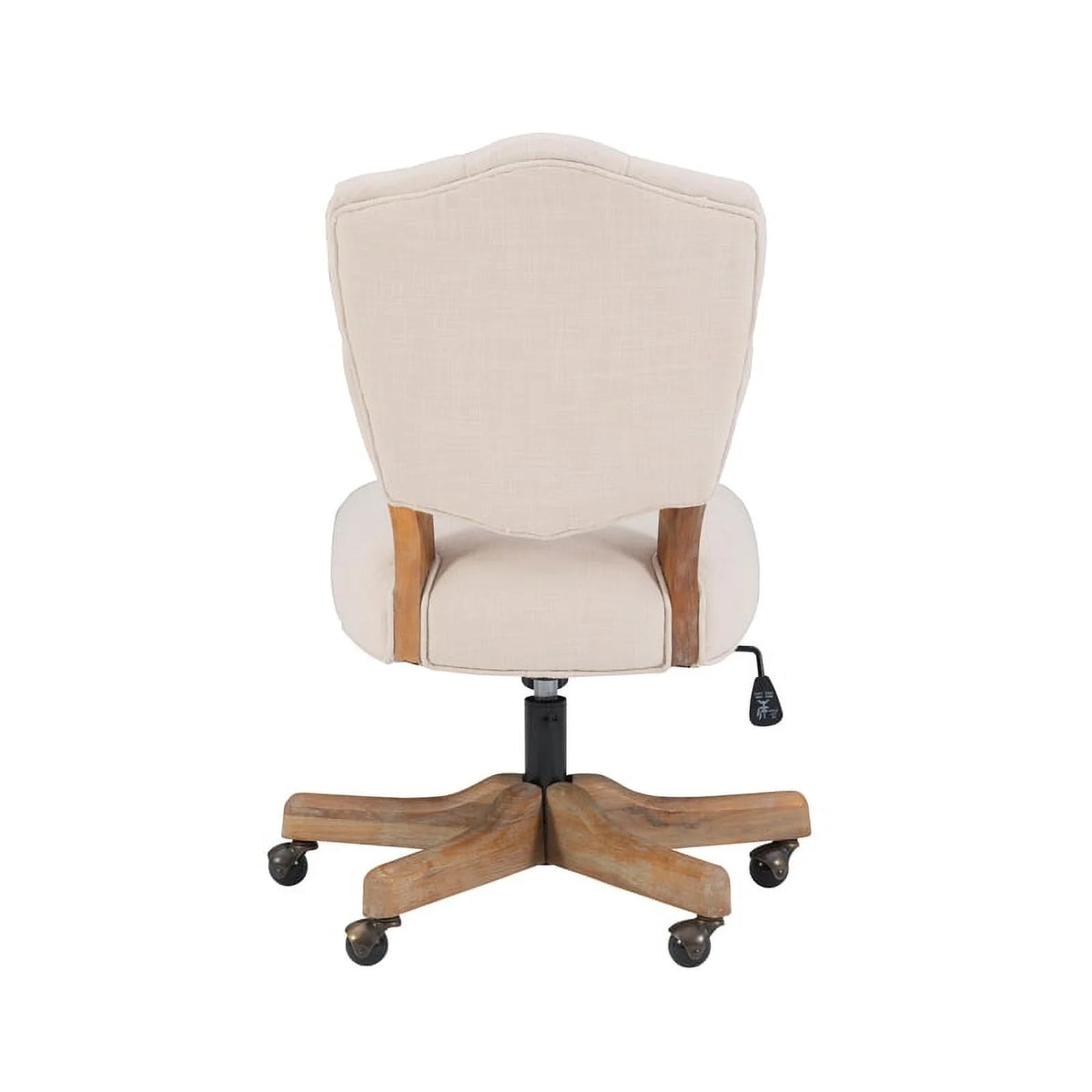 Beige Wood Upholstered Swivel Office Chair M8456