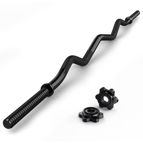 47" EZ Curl Bar Weight Lifting Bar with Star Collars K172