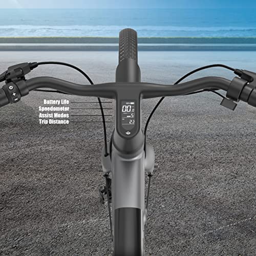 Black 28" Electric Commuter Mountain Bike with 500W Motor, 36V Removable Battery, LCD Display, Disc Brake, Belt Drive C902116