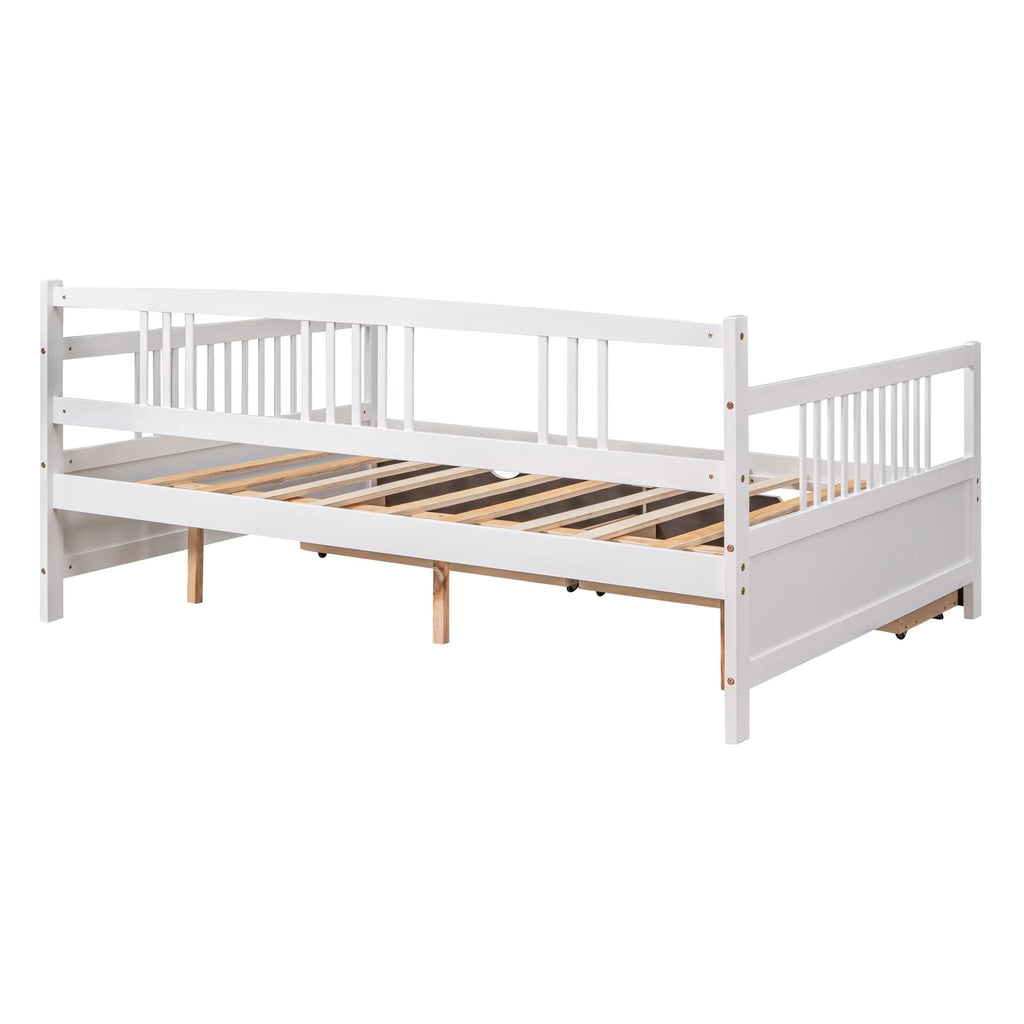 White Full Size Wood Daybed with Two Storage Drawers U481