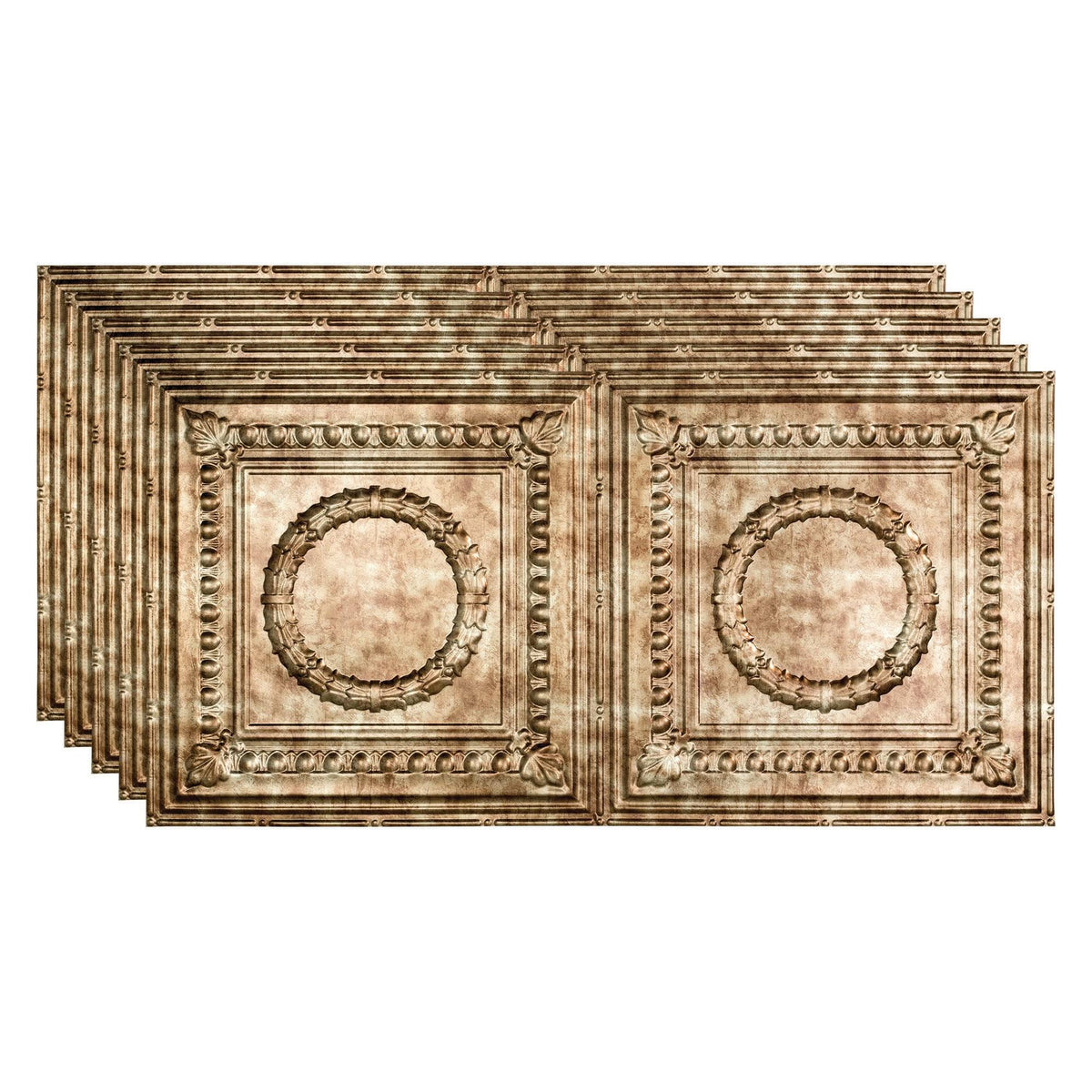 Rosette Decorative Vinyl Glue Up Ceiling Tile in Bermuda Bronze (5 Pack) I18779