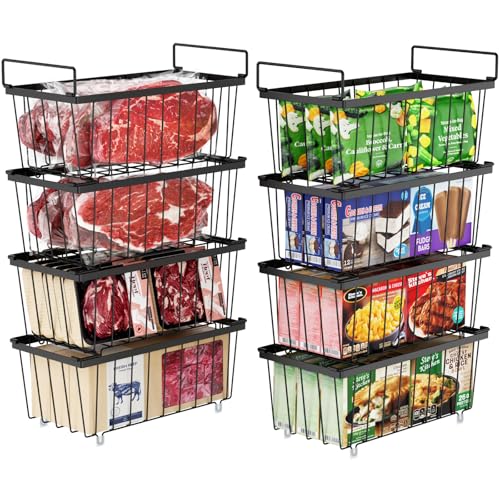 4 Pack Small Stackable Black Freezer Organizer Bins K945