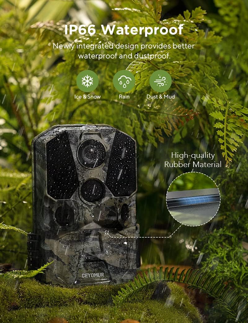 WiFi Bluetooth 30MP 1296P Hunting Camera with IR Night Vision and IP66 Waterproof S2422