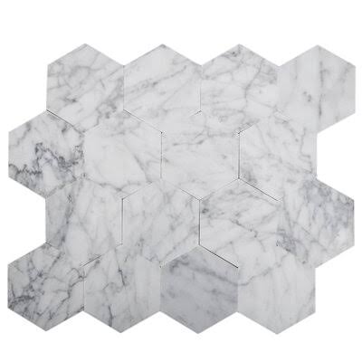 Carrara Natural Stone Peel & Stick Mosaic Tile Z8770
