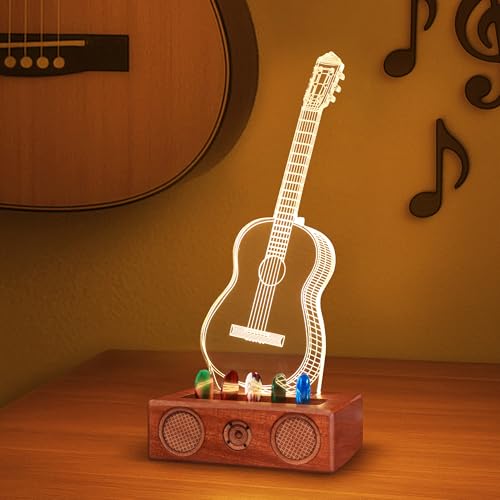 Acrylic Light Up Guitar Pick Holder with Wooden Base N1230