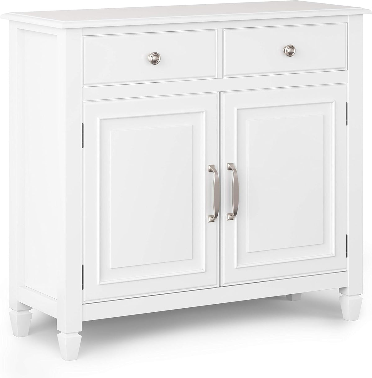 Distressed Grey Solid Wood Entryway Storage Cabinet with 2 Drawers, 2 Doors, Adjustable Shelves F68484