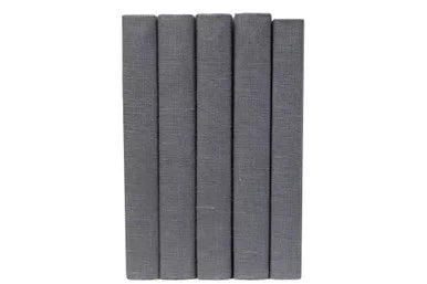Dark Grey Linen-Wrapped Decorative Books J493