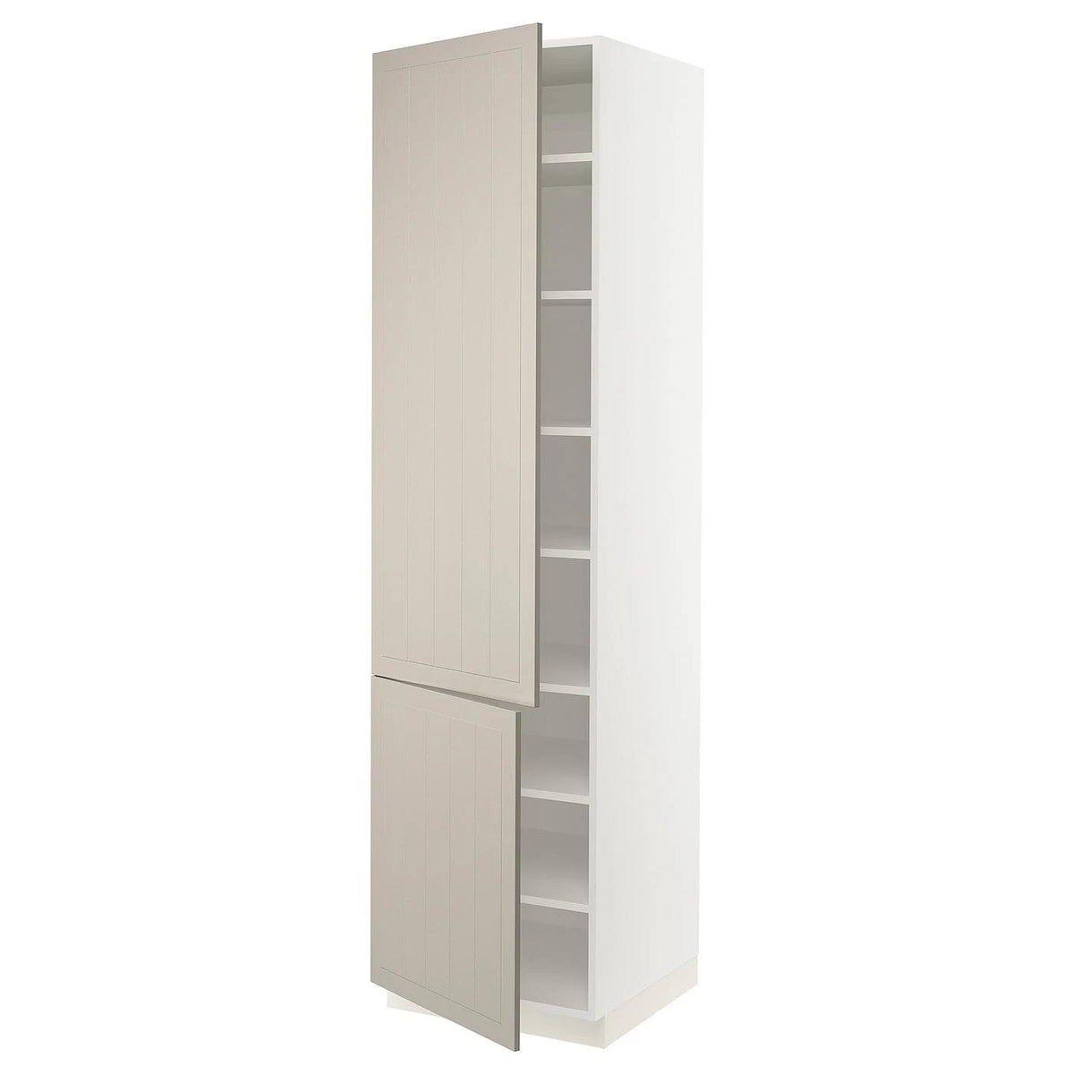 White High Cabinet with shelves and 2 Doors E6759