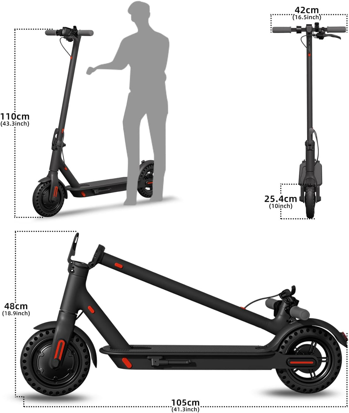 Electric Scooter with 8.5'' Tires, 350-500W Motor, 20/28 MPH Speed C76598