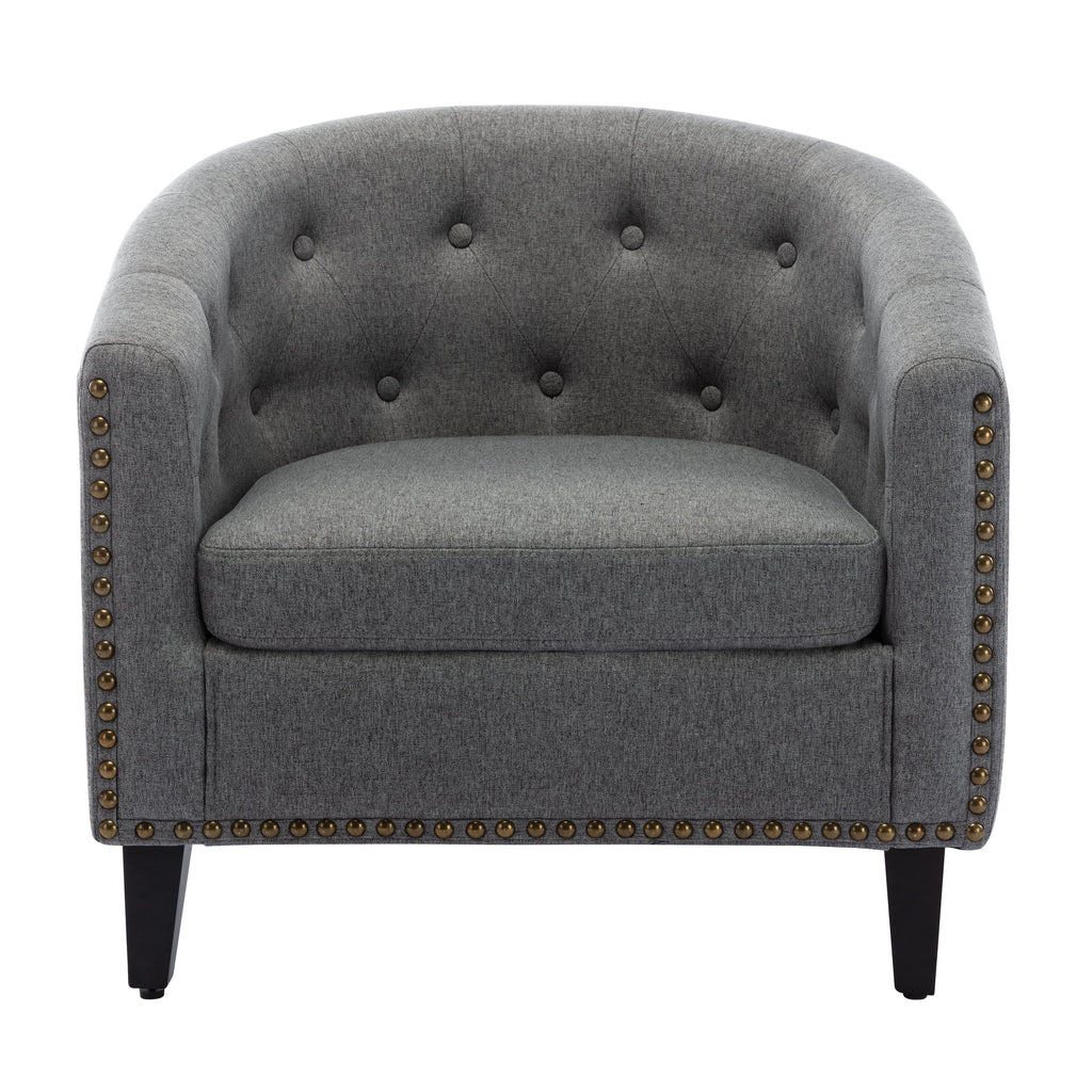 Linen Fabric Tufted Barrel Chair V798