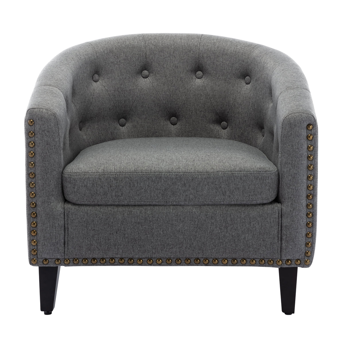 Linen Fabric Tufted Barrel Chair V798