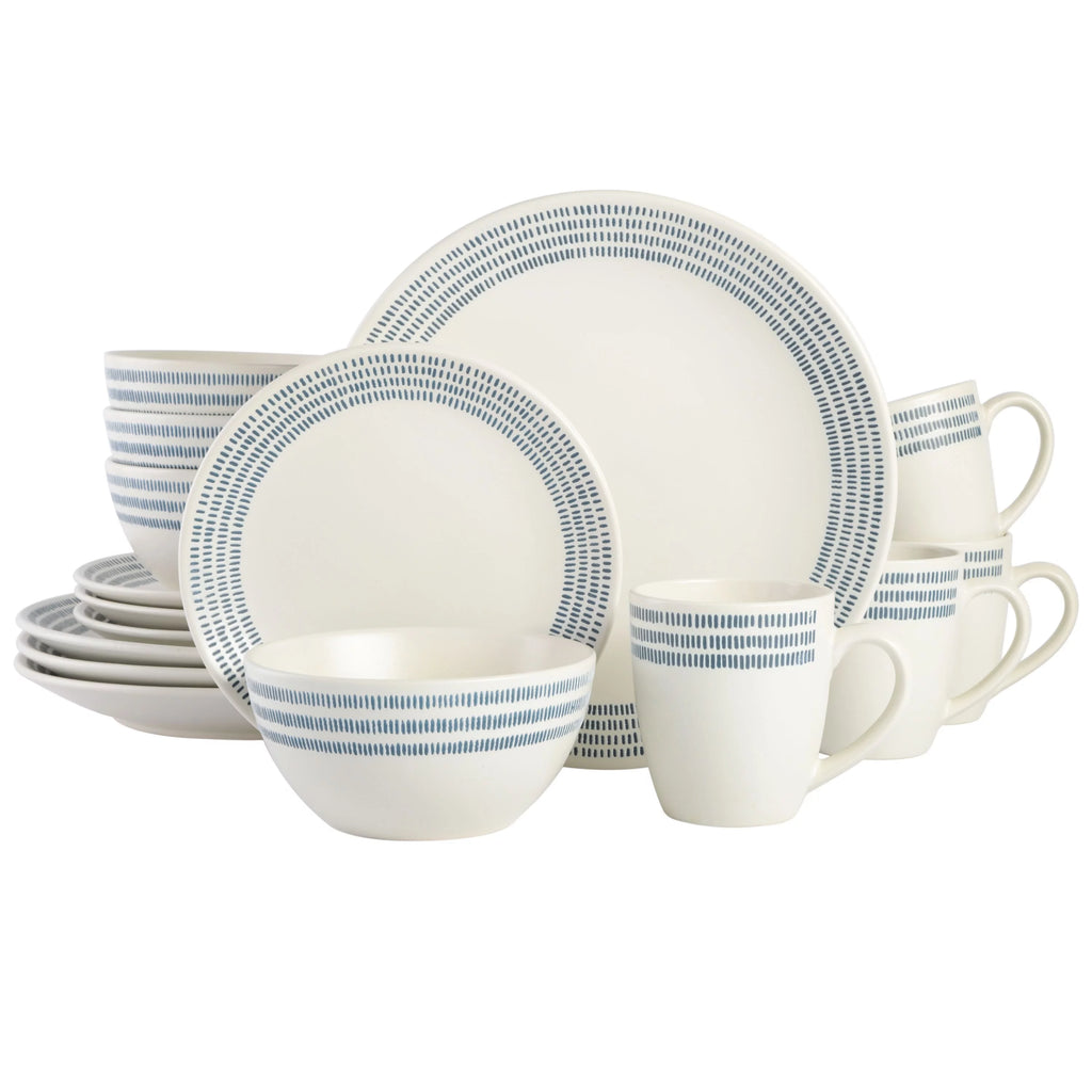 16-Piece White Stoneware Dinnerware Set Q8914