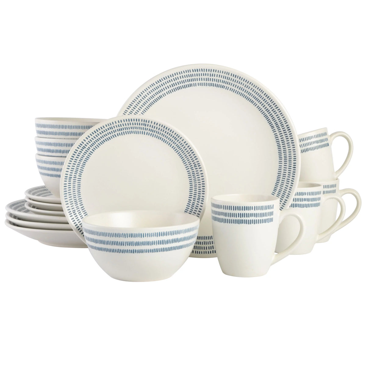 16-Piece White Stoneware Dinnerware Set Q8914