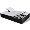 Double Chaise Lounge Chair 2-Person Poly Rattan Sun Lounger with Adjustable Cushion S6258