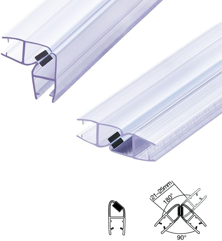 1 Pair 78 Inch Shower Door Magnetic Profile Seal for 5/16 to 3/8 Inch Glass W7639