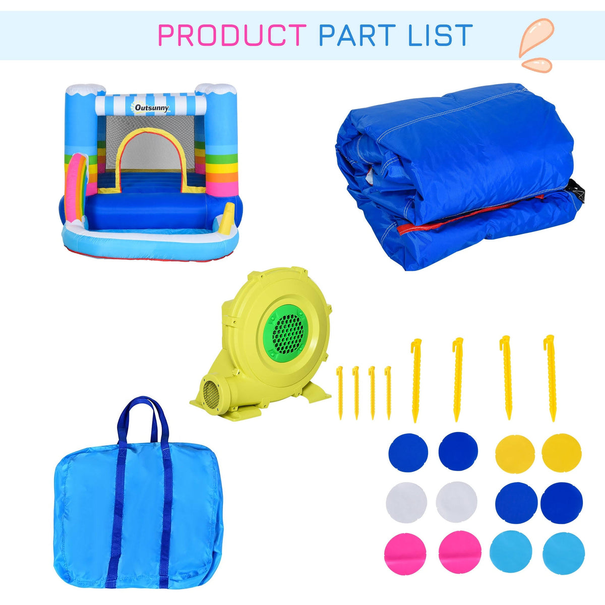 2-in-1 Kids Inflatable Bounce House with Carry Bag O724