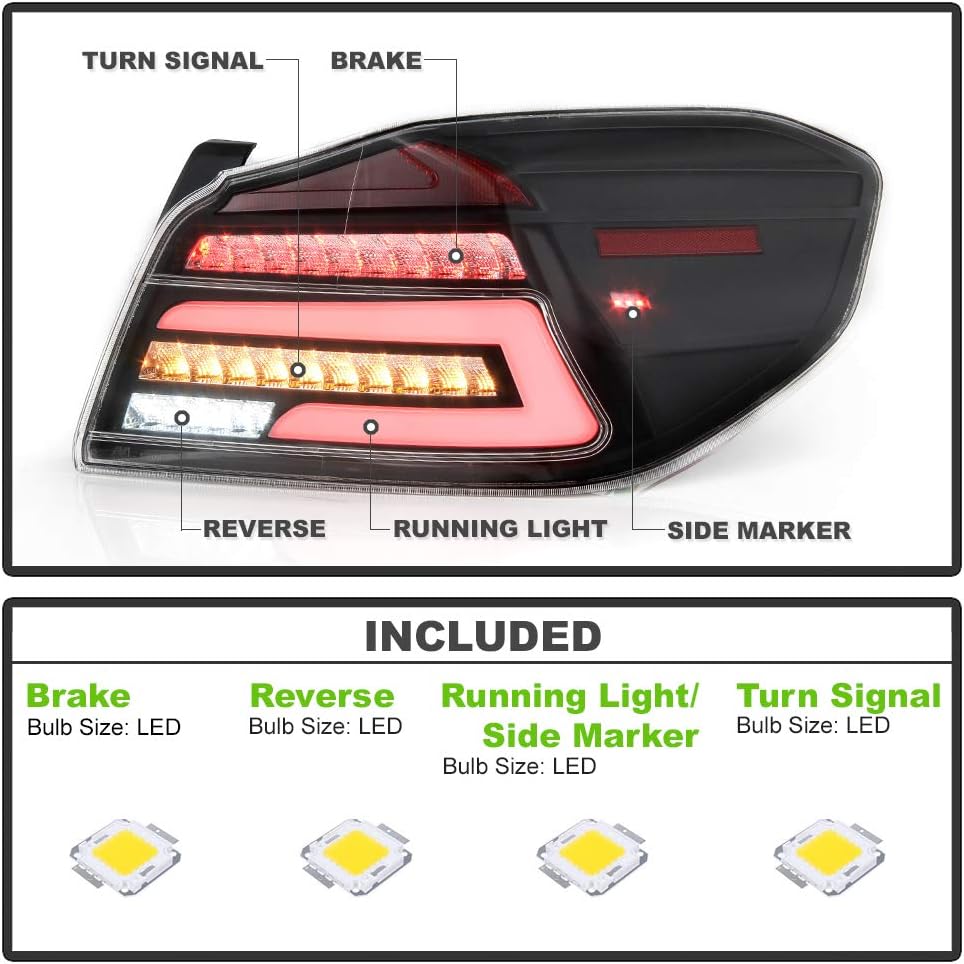 Black Full LED Tail Lights Assembly Pair Left+Right C4315