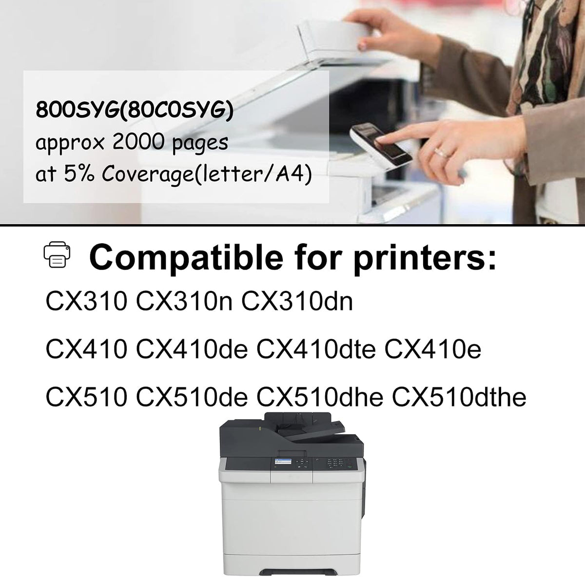 1-Yellow 80C0SYG Compatible CX310 (2000 Pages) Ink Cartridge Y691