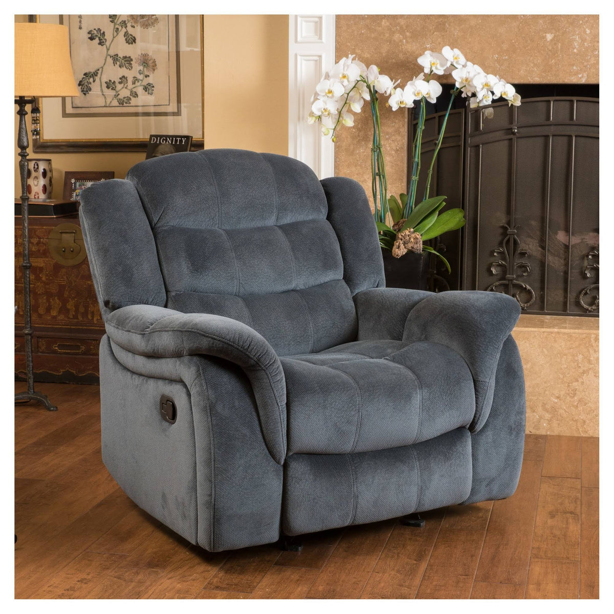 Grey Fabric Glider Recliner Club Chair G8373