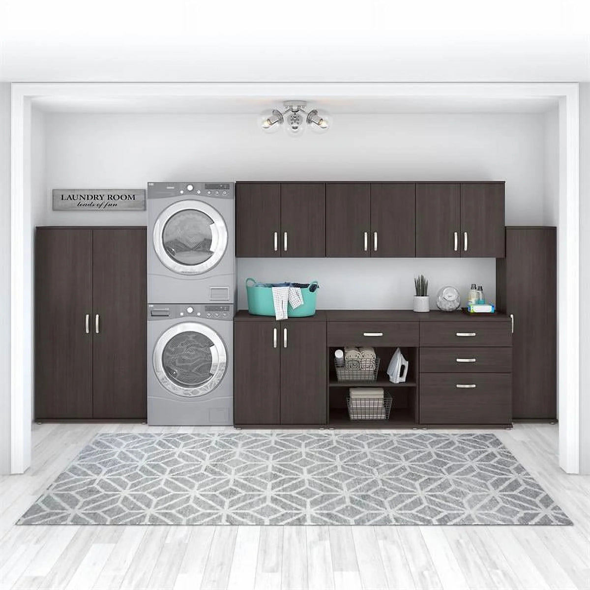 Storm Gray Engineered Wood Cabinet with Doors P3981