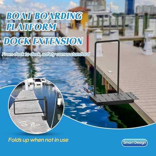 Black Metal Dock Boarding Platform with Safety Handrail T955788