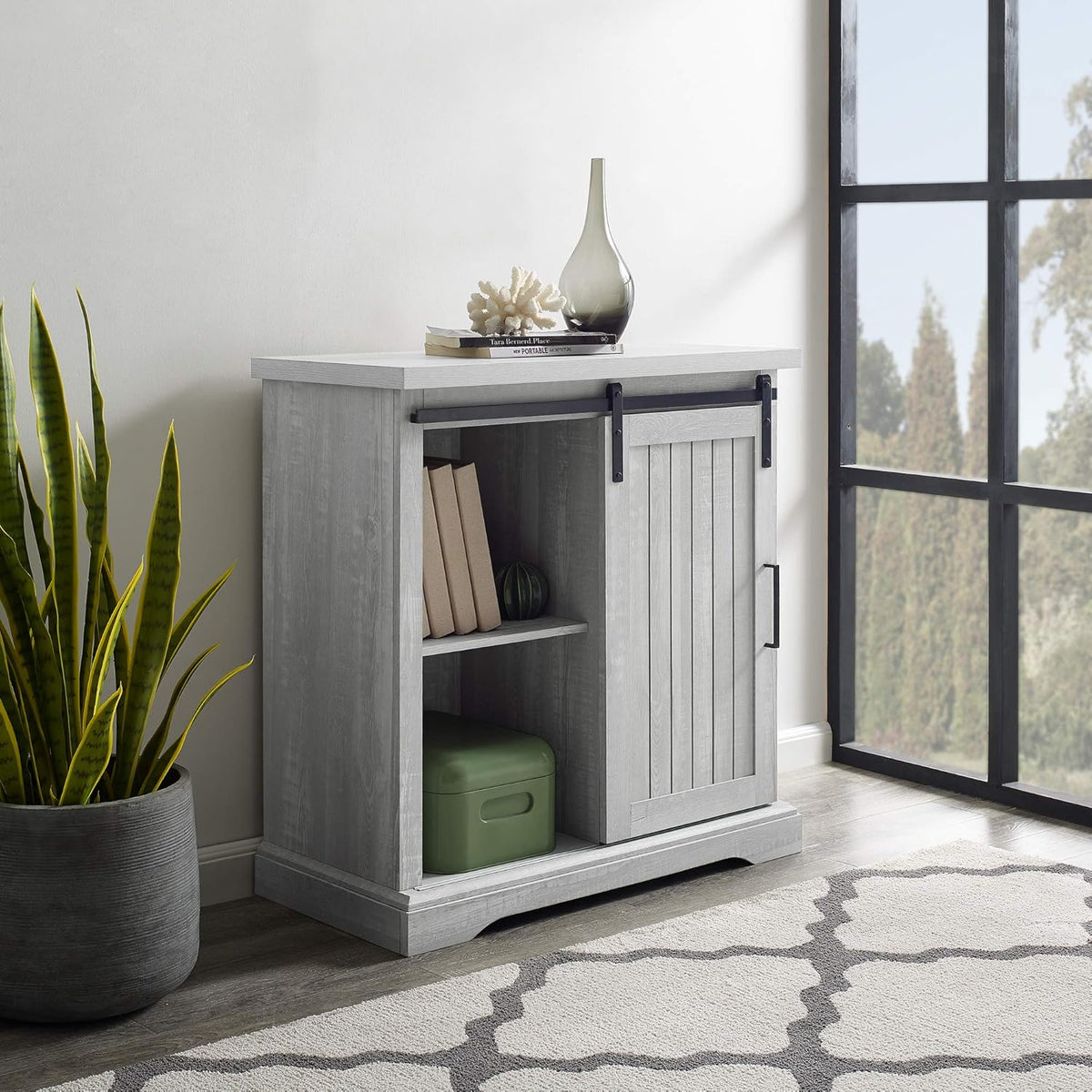 32 Inch White Oak Storage Cabinet J211515