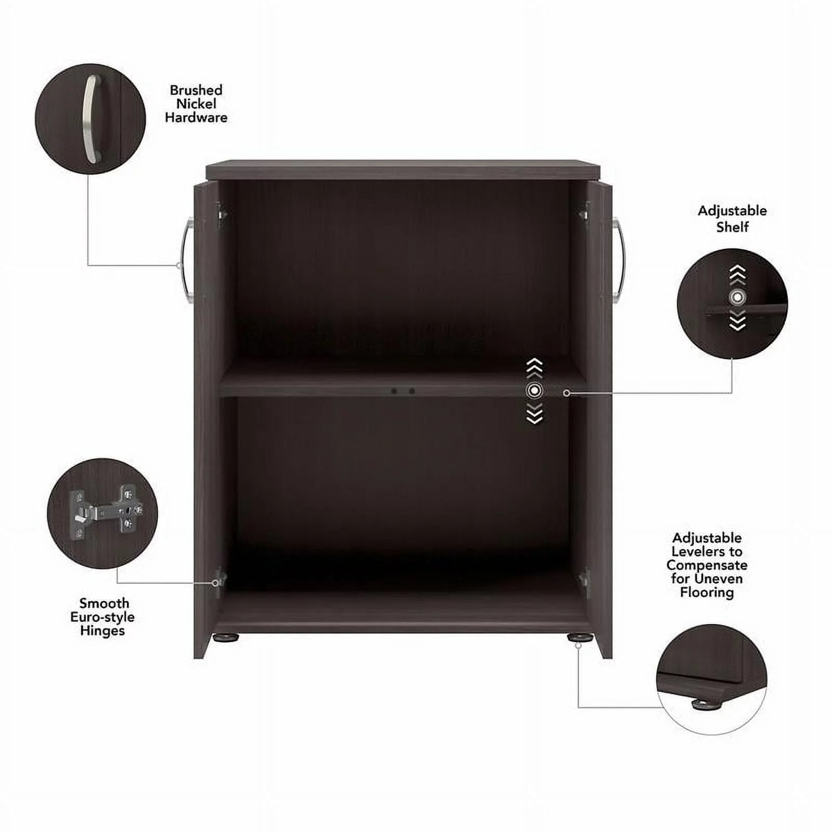 Storm Gray Engineered Wood Cabinet with Doors P3981