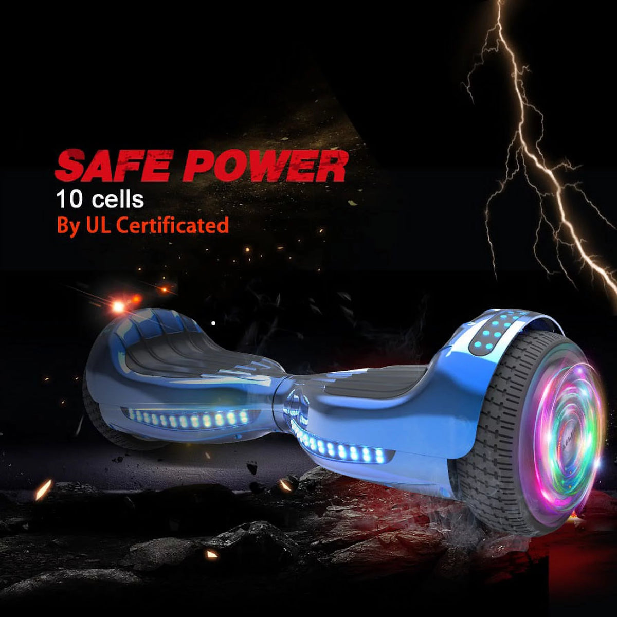 Chrome Blue Self Balancing Hoverboard with LED Light L64050