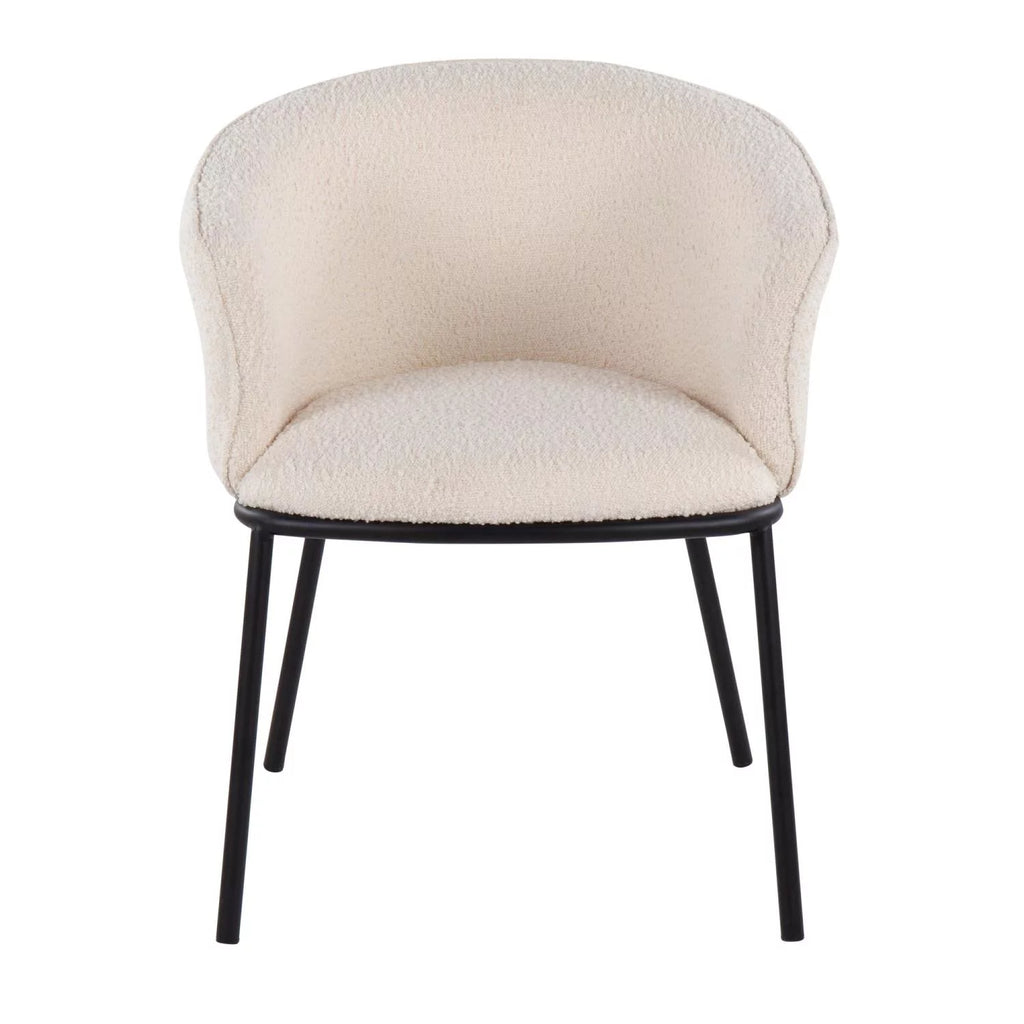 Contemporary Chair in Black Steel and White Sherpa Fabric R8651