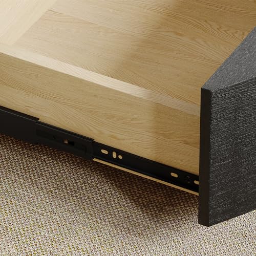 Oak Veneer Round Coffee Table with Storage and Drawers C289