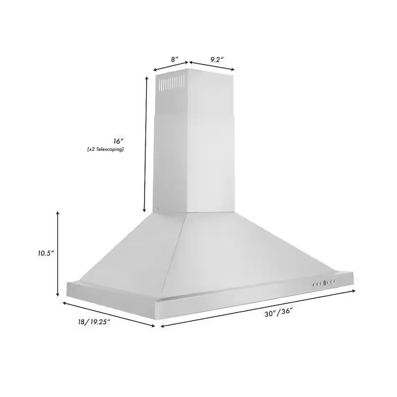 30 in. 400 CFM Convertible Wall Mount Range Hood with 2 Charcoal Filters W8079