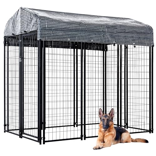 Large Outdoor Dog Kennel with Roof Cover Heavy Duty Welded Wire Steel E442