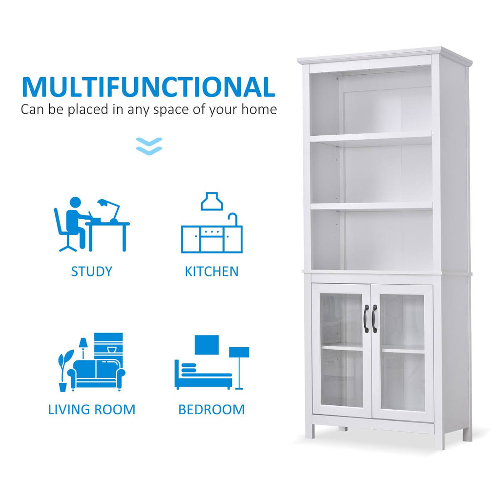 White Storage Cabinet Bookcase with Adjustable Shelves G755166