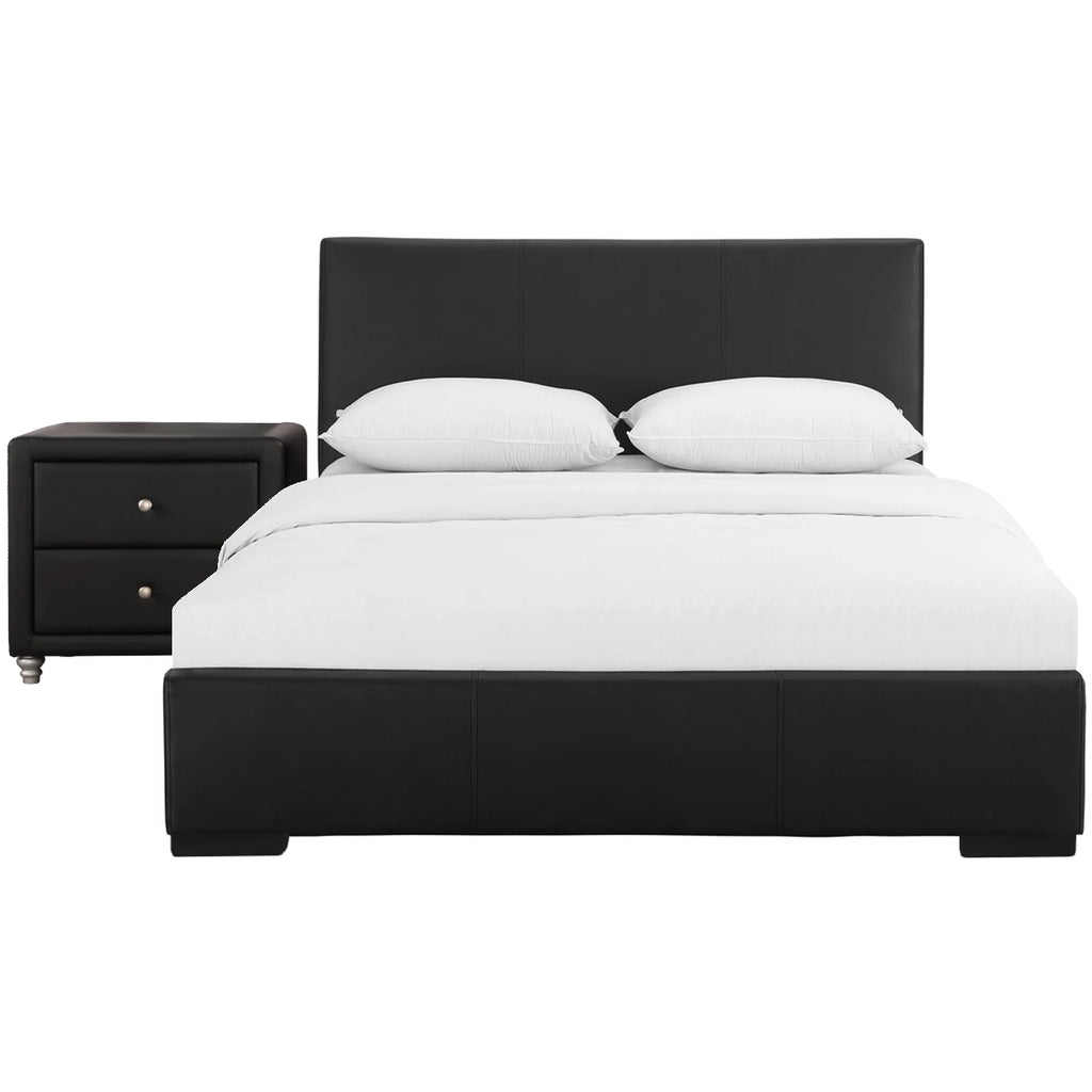 Black Upholstered Full Platform Bedroom Set C1985