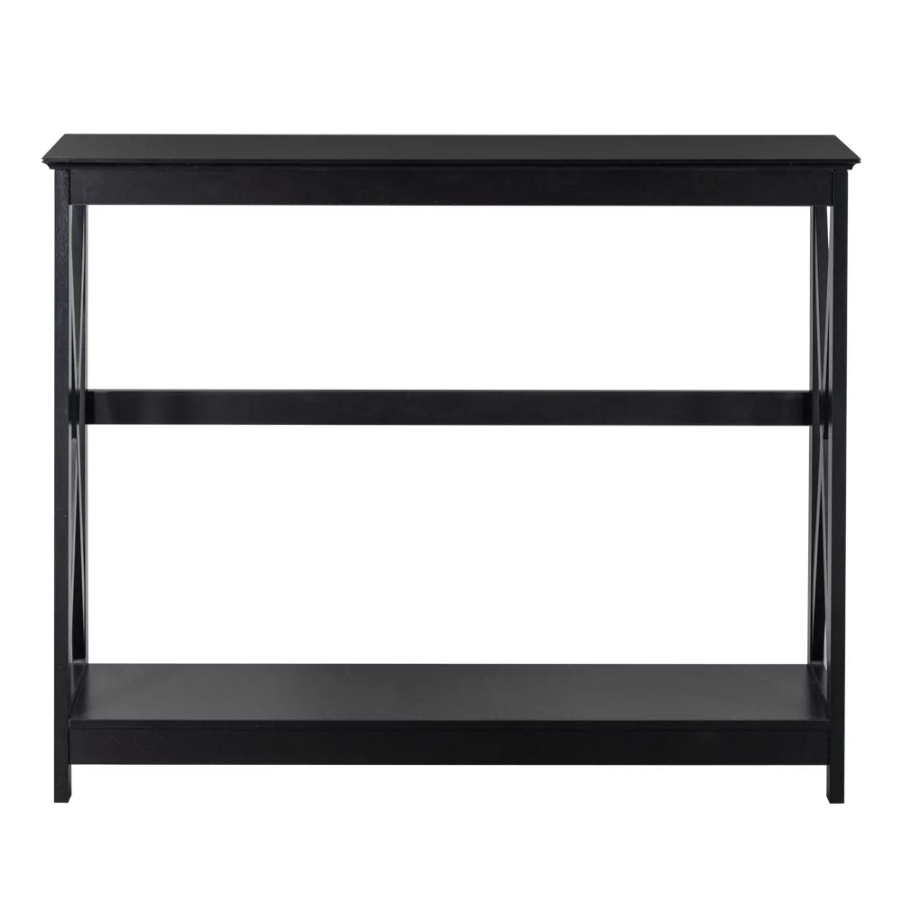 Black Narrow Console Table with Storage Shelves K113