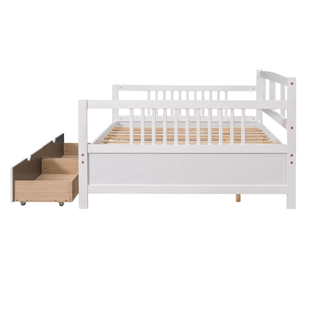 White Full Size Wood Daybed with Two Storage Drawers U481