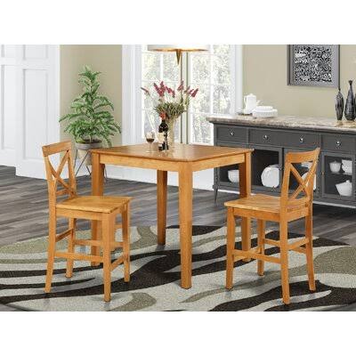 3 Piece Solid Wood Rubberwood Dining Set D537