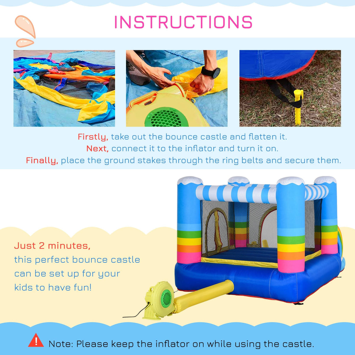 2-in-1 Kids Inflatable Bounce House with Carry Bag O724