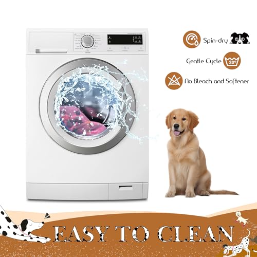 Elastic Edged Washable Round Dog Bed Cover with Christmas Pattern Q856994