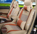 Orange&Beige 10pcs PU Leather Car Seat Cushion Cover Set I586069