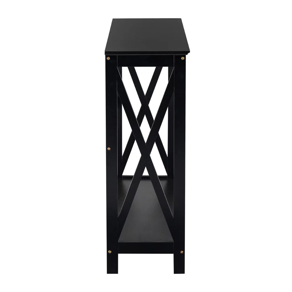 Black Narrow Console Table with Storage Shelves K113