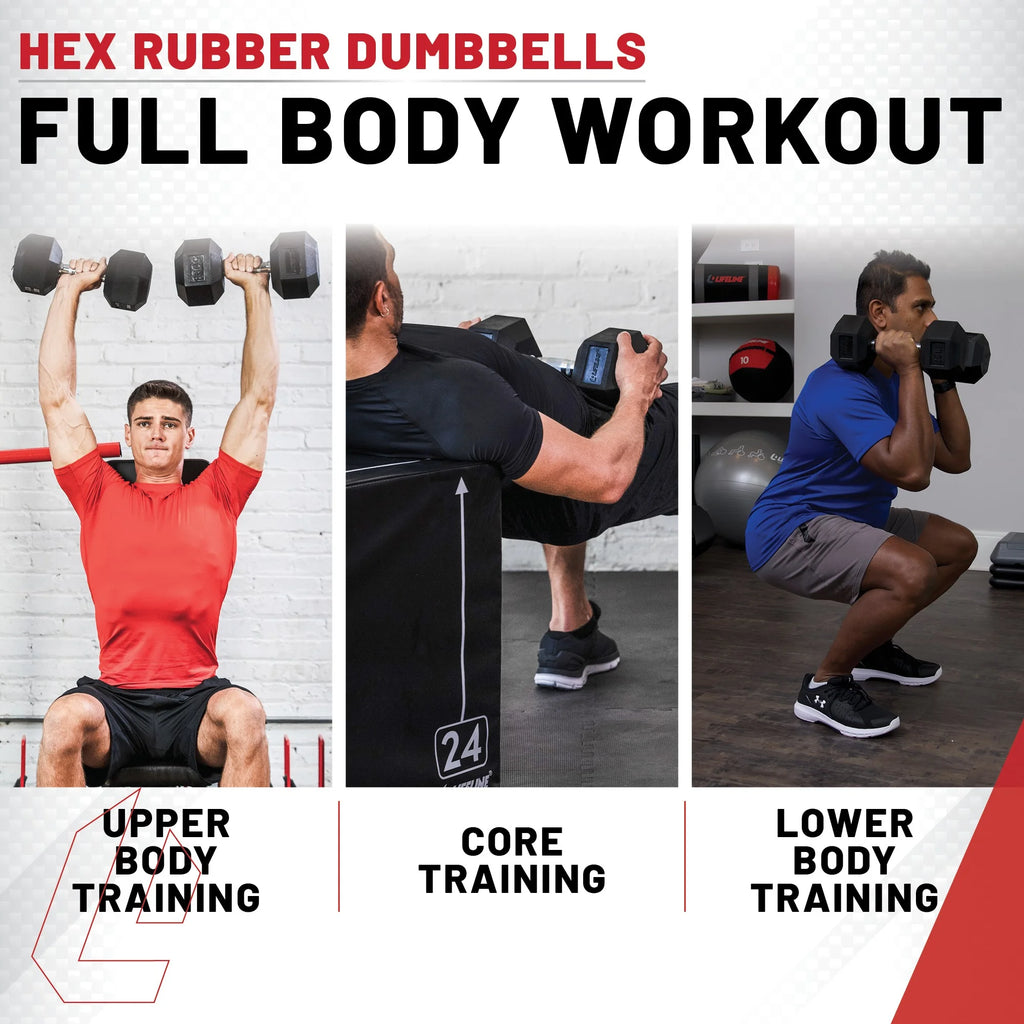 150 lb Hex Rubber Dumbbell Set S4941
