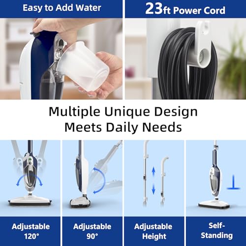 10-in-1 Detachable Handheld Steam Mop with 11 Accessories T8585