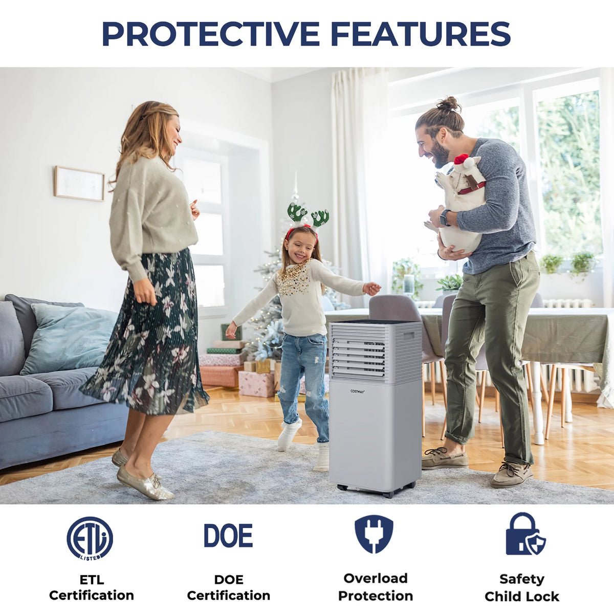 6000 BTU 3-in-1 Portable Air Conditioner with Dehumidifier & Fan Gray T3932