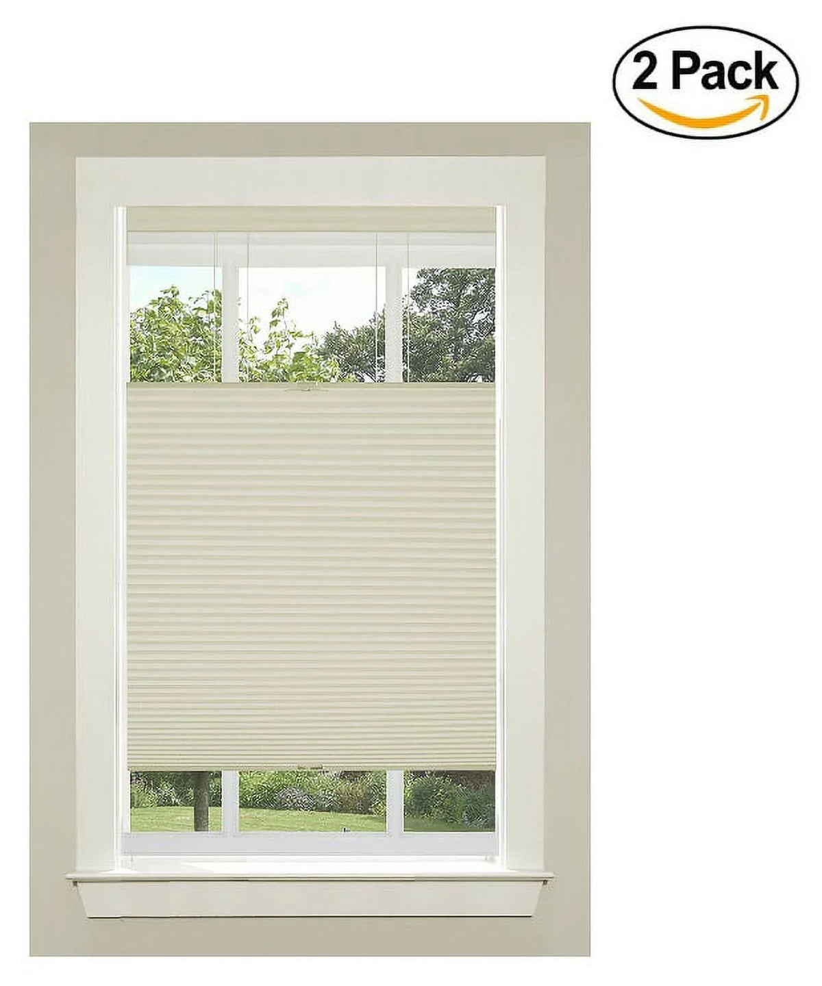 Cordless Honeycomb Cellular Pleated Shade, 31 by 64", Alabaster (Set of 2) O389