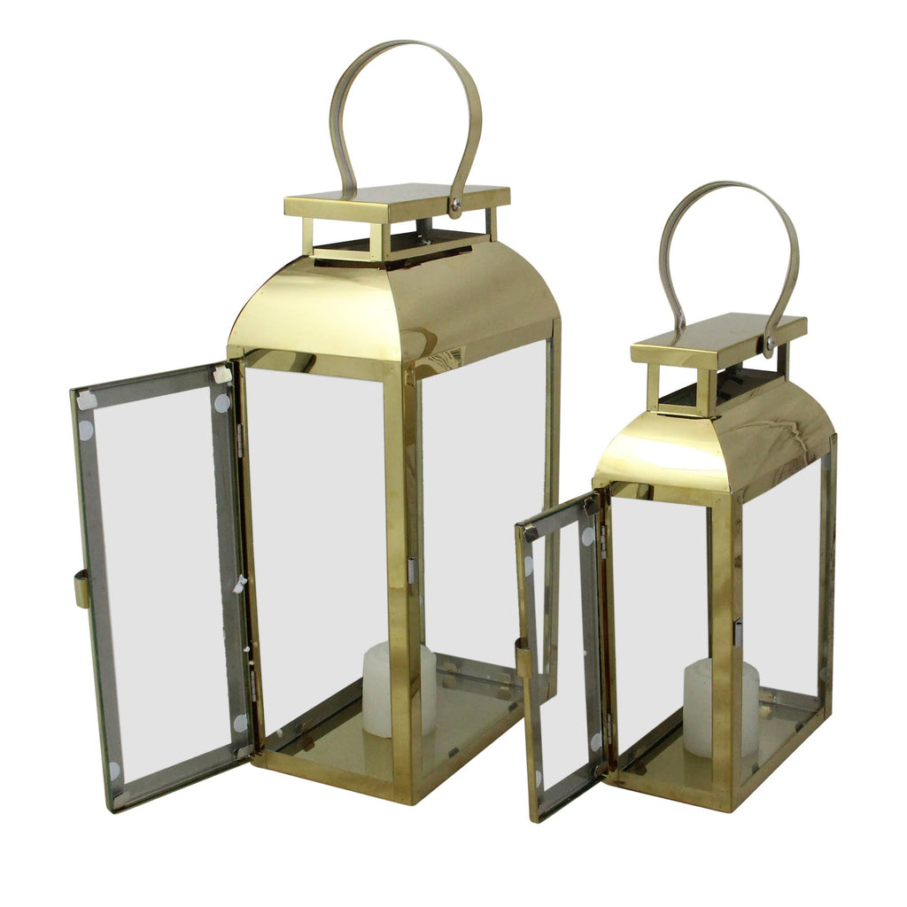 Set of 2 Metal Candle Lanterns H804