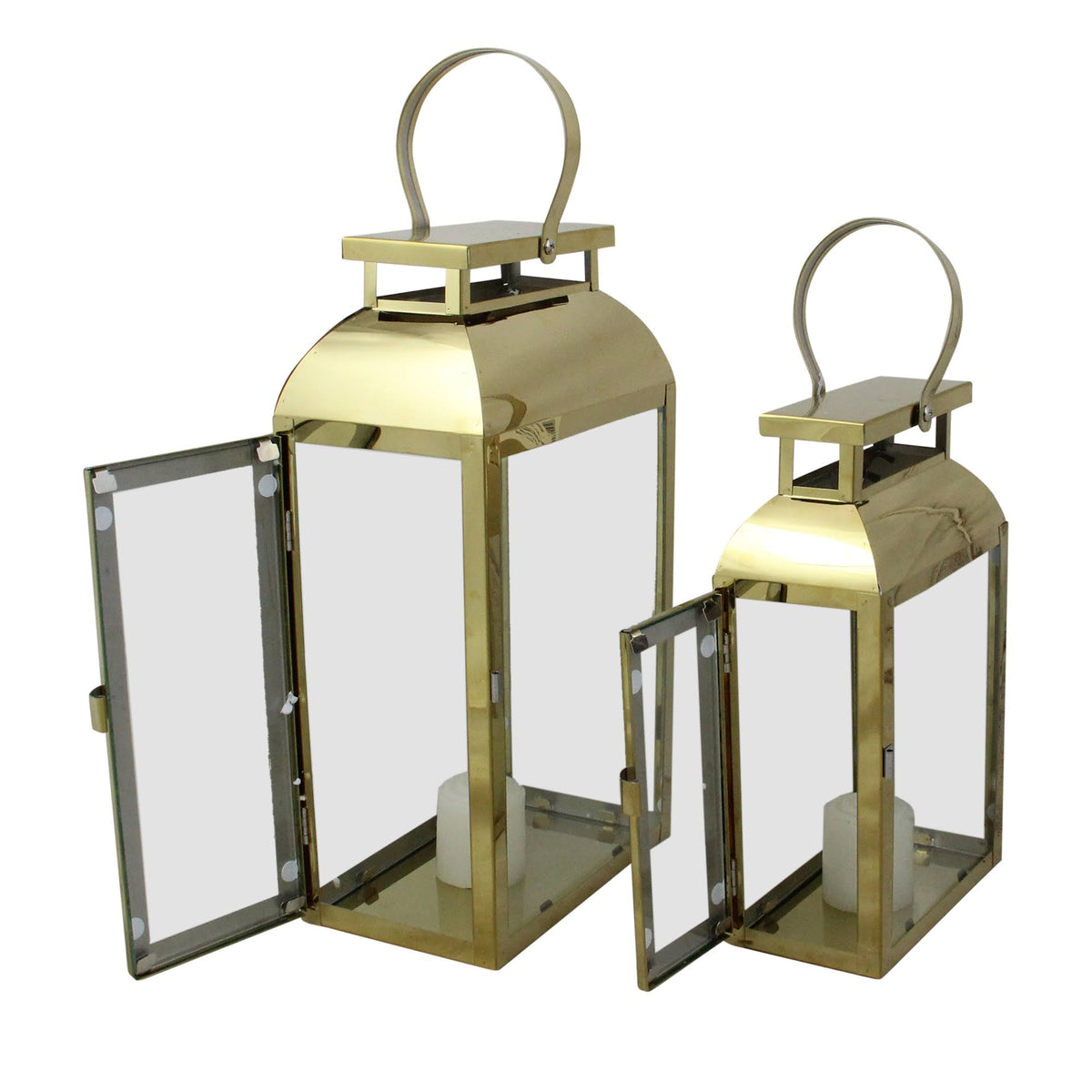 Set of 2 Metal Candle Lanterns H804