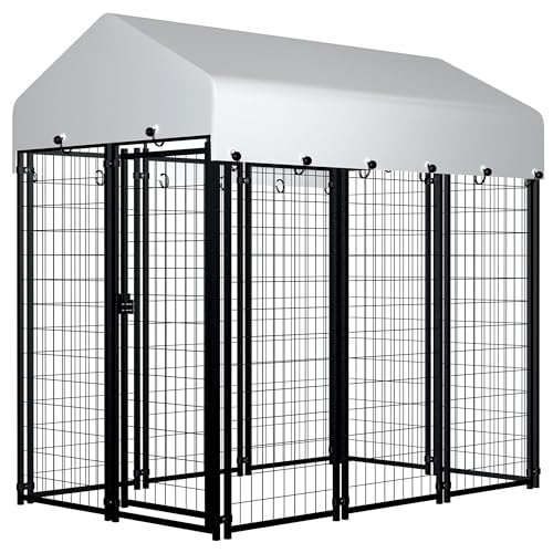 Large Outdoor Dog Kennel with Roof Cover Heavy Duty Welded Wire Steel E442