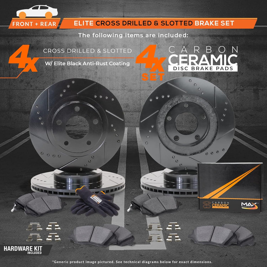 Max Brakes Premium OE Rotors with Carbon Ceramic Pads R444956